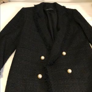 NWOT Zara Tweed Pearl Jacket